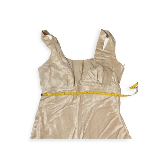 Vintage Steppin Out Satin Maxi Dress In Champagne Beige SZ S - Picture 7 of 15